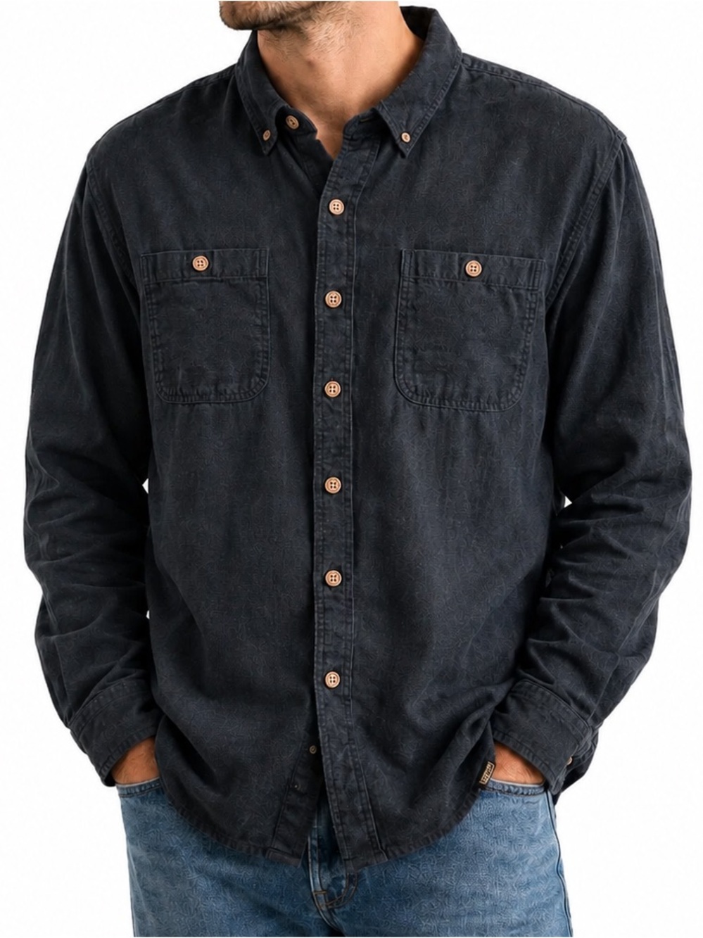 Duluth NWOT navy blue flannel button down shirt men’s XLT